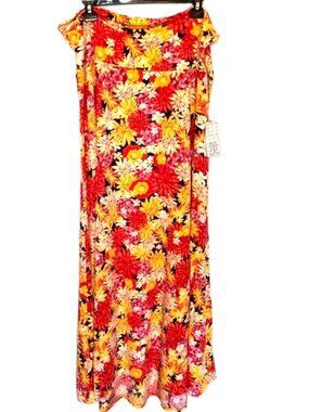 LuLaRoe Maxi Skirt Size 2XL Floral Tropical Bohemian Hawaiian Multicolored